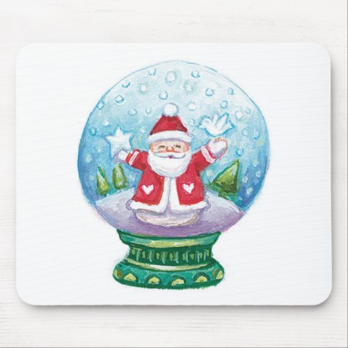 Cute Christmas Snowglobe Santa Claus Star Bird Mouse Pad