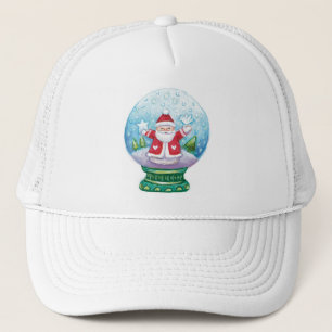 Cute Christmas Snowglobe Santa Claus, Star, Bird Trucker Hat