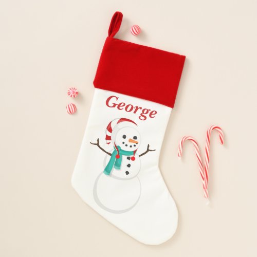 Cute Christmas snowman add message stocking