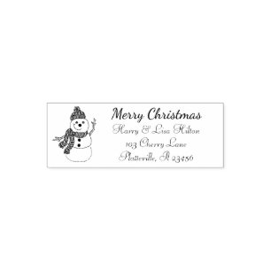 Cute Christmas Snowman Address Label Self-inking Stamp