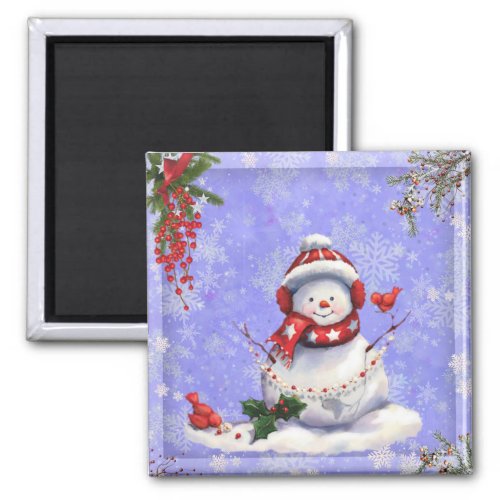 Cute Christmas Snowman and Friends  Magnet