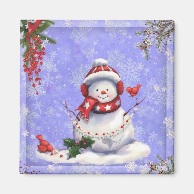 Cute Christmas Snowman and Friends  Magnet (Front)