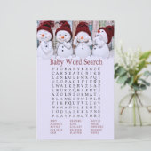 Cute Christmas Snowman Baby Shower Word Search (Standing Front)