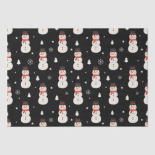 Cute Christmas Snowman Black Tissue Paper