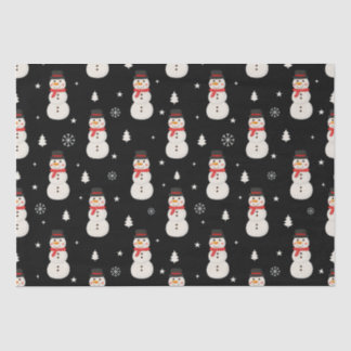 Cute Christmas Snowman Black Tissue Paper
