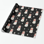 Cute Christmas Snowman Black Wrapping Paper<br><div class="desc">This adorable Cute Christmas Snowman black wrapping paper brings a playful and festive touch to your holiday gifts. Featuring cheerful snowmen against a bold black background, it perfectly blends whimsy with elegance for a unique holiday look. Ideal for those who love a fun and modern twist on traditional Christmas wrapping...</div>