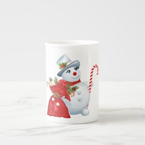 Cute Christmas Snowman Bone China Mug