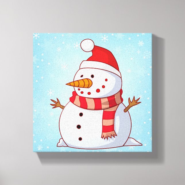 Cute Christmas Snowman Canvas Print (Front)