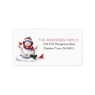 Cute Christmas Snowman Cardinal  Label