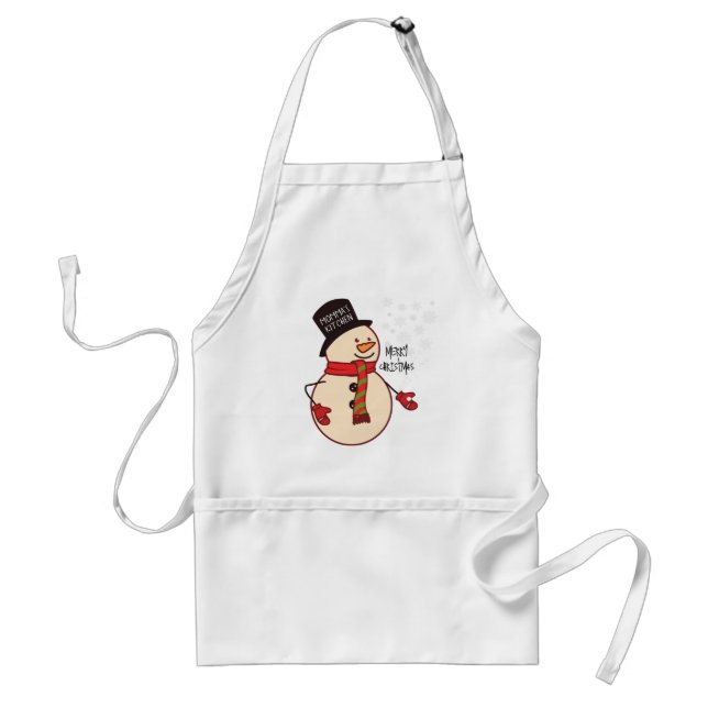 Cute Christmas Snowman Cartoon Custom Holiday Adult Apron (Front)