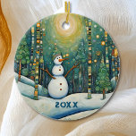 Cute Christmas Snowman Ceramic Ornament<br><div class="desc">Customize this cute winter wonderland snowman as a gift,  keepsake,  or stocking stuffer.</div>
