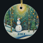 Cute Christmas Snowman Ceramic Ornament<br><div class="desc">Customize this cute winter wonderland snowman as a gift,  keepsake,  or stocking stuffer.</div>