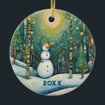Cute Christmas Snowman Ceramic Ornament<br><div class="desc">Customize this cute winter wonderland snowman as a gift,  keepsake,  or stocking stuffer.</div>