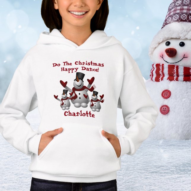 Cute Christmas Snowman, Childs Name Hoodie  (Cute Christmas Snowman, Childs Name Hoodie)