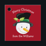 Cute Christmas Snowman Custom Red Kids Party Favor Tags<br><div class="desc">A cute snowman Christmas gift tag with your name and holiday message. Put these adorable personalized red party favor tags on all of your kids holiday presents. Customize with the to or from for your children.</div>