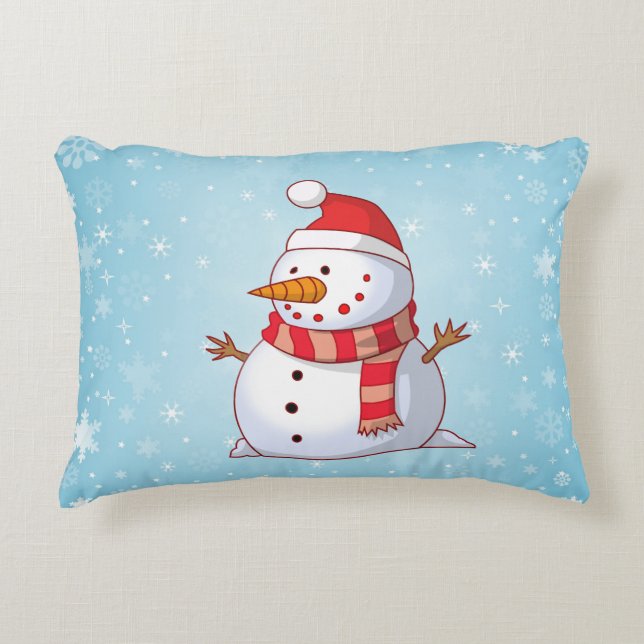 Cute Christmas Snowman Decorative Pillow (Front)