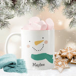 Cute Christmas Snowman Face Holiday Two-Tone Coffee Mug<br><div class="desc">Cute happy snowman wearing scarf monogram coffee mug. This would be a perfect gift for someone who loves snowmen or anyone special for the holiday season. Easily personalize it by adding a name.</div>