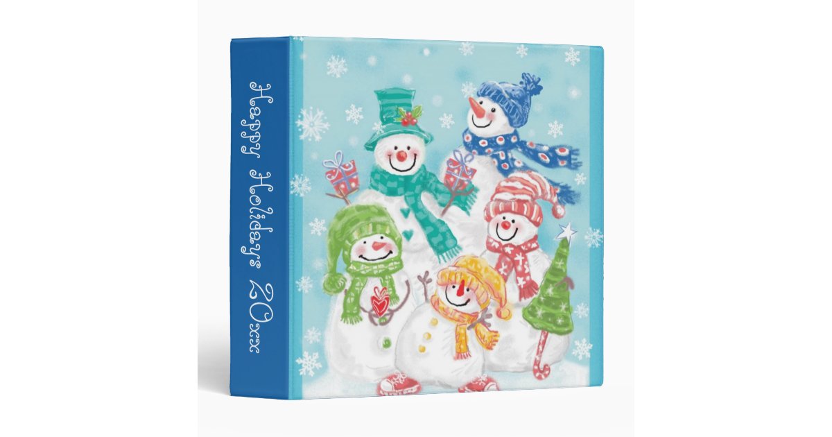 Cute Christmas Snowman Family in the Snow 3 Ring Binder | Zazzle