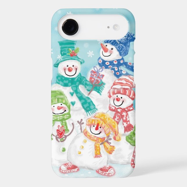 Cute Christmas Snowman Family in the Snow Case-Mate iPhone Case (Back)