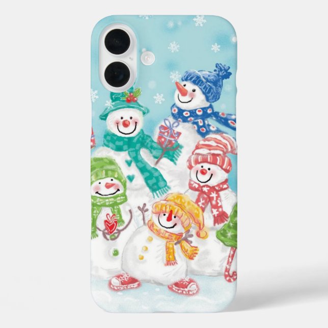 Cute Christmas Snowman Family in the Snow Case-Mate iPhone Case (Back)