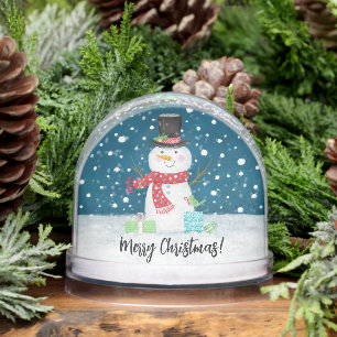 Cute Christmas snowman Family Photo Snow Globe