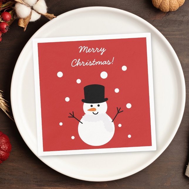 Cute Christmas Snowman Festive Holiday Party Napkins (Creator Uploaded)