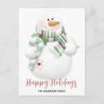 Cute Christmas Snowman Happy Holidays Holiday Postcard<br><div class="desc">A cute modern Happy Holidays snowman postcard that can be personalized with your own name and details to make it your own.</div>