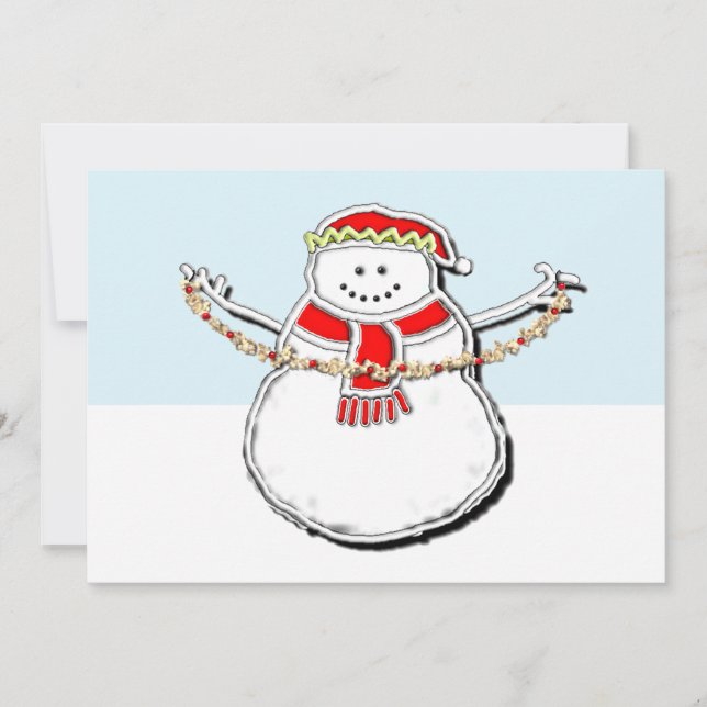 Cute Christmas Snowman Holiday Card (Front)