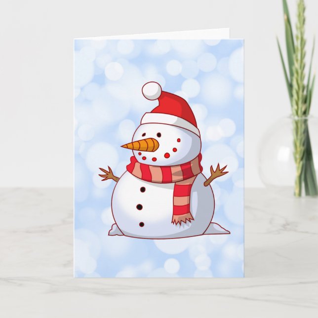 Cute Christmas Snowman Holiday Card (Front)