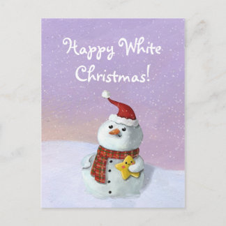 Cute Christmas Snowman Holiday Postcard