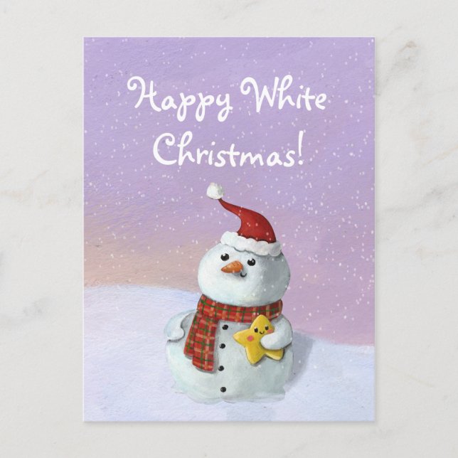 Cute Christmas Snowman Holiday Postcard (Front)