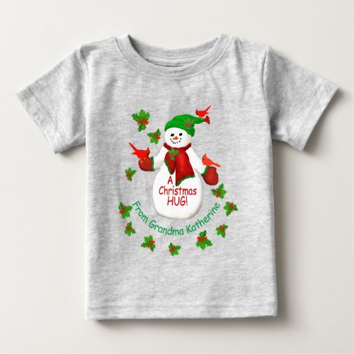 Cute Christmas Snowman Hug From Grandma Classic Ro Baby T_Shirt