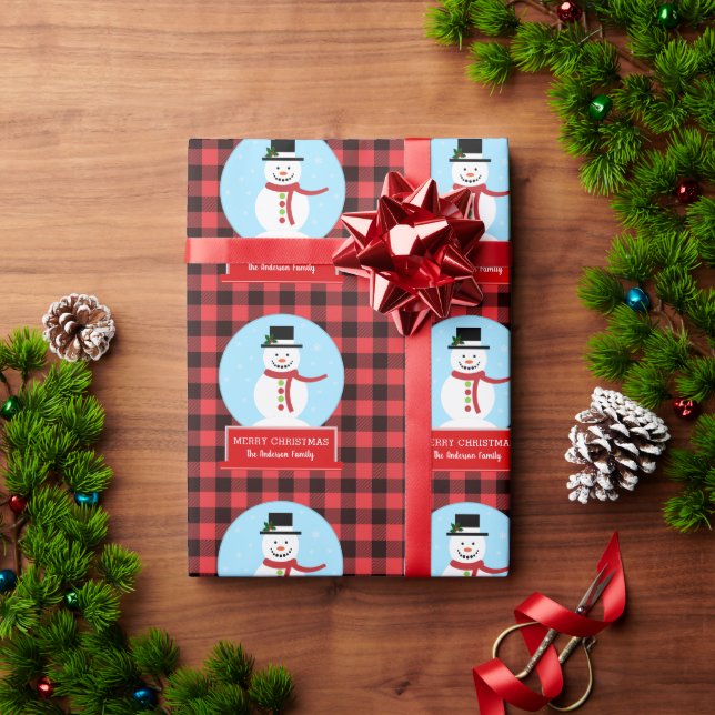 Cute Christmas Snowman in a Snow globe  Wrapping Paper (Holiday Gift)