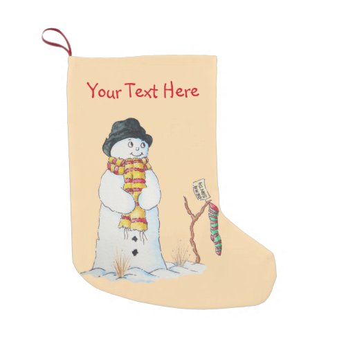 Cute christmas snowman in the snow patchwork small christmas stocking
