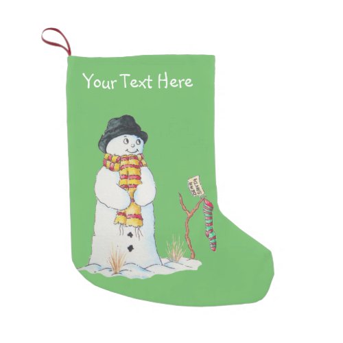 Cute christmas snowman in the snow patchwork small christmas stocking