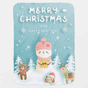 Cute Christmas Snowman Kids Blanket