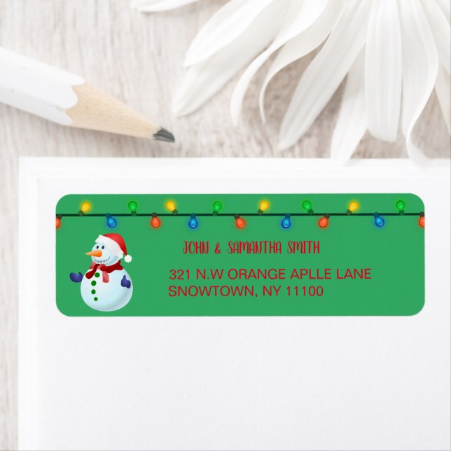 Cute Christmas Snowman  Label (Insitu)