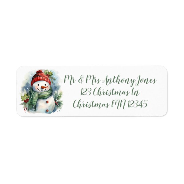 Cute Christmas Snowman Label (Front)