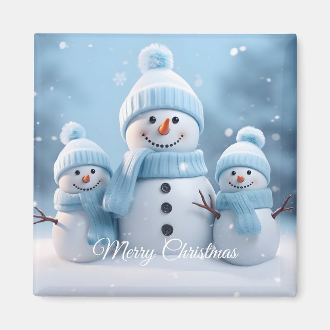 Cute Christmas Snowman Magnet (Front)