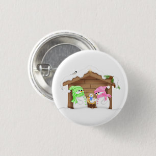 Cute Christmas Snowman Manger Button
