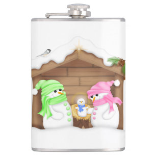 Cute Christmas Snowman Manger Flask