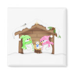 Cute Christmas Snowman Manger Magnet