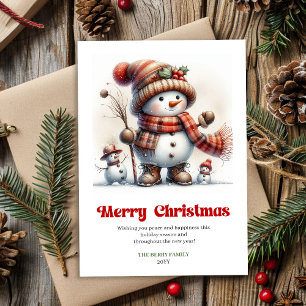 Cute Christmas snowman minimalist kids card