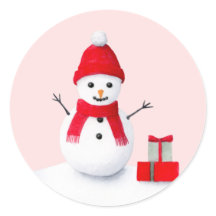 Cute christmas snowman pastel watercolor sticker