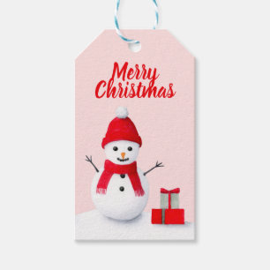Cute christmas snowman pastel watercolor trendy gift tags