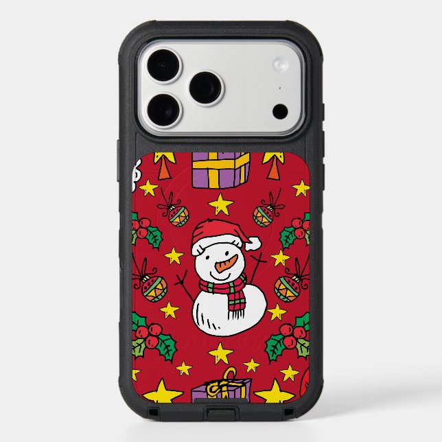 Cute Christmas Snowman Pattern Festive Apple Otterbox iPhone Case (Back)