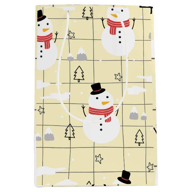 Cute Christmas Snowman Pattern  Medium Gift Bag (Front)