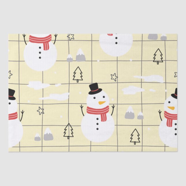Cute Christmas Snowman Pattern  Tissue Paper (Front)
