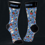 Cute Christmas Snowman Pattern Xmas Winter Holiday Socks<br><div class="desc">Cute and kawaii Christmas theme pattern. You can further customize the background color using the design tool. Personalized gift with editable text for your loved ones during this holiday season.</div>