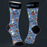 Cute Christmas Snowman Pattern Xmas Winter Holiday Socks<br><div class="desc">Cute and kawaii Christmas theme pattern. You can further customize the background color using the design tool. Personalized gift with editable text for your loved ones during this holiday season.</div>